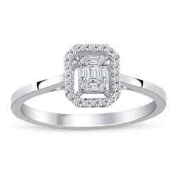 0.15 ct. Pırlanta Altın Baget Yüzük - Thumbnail