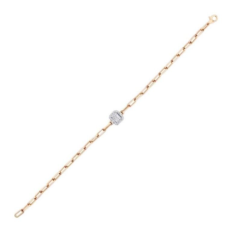 0.17 Karat Pırlanta Baget Taşlı Zincir Bileklik