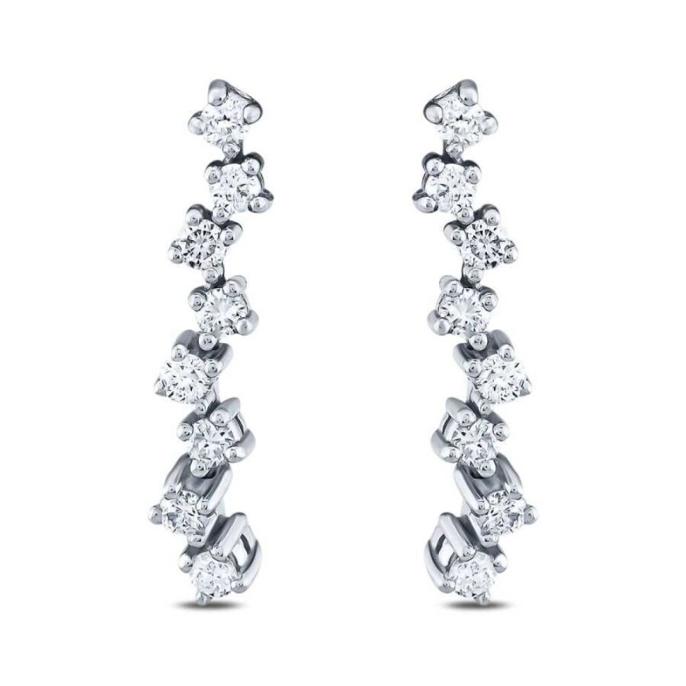 0.18 Karat Pırlanta Oval Taşlı Küpe