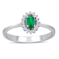 0.34 ct. Pırlanta Zümrüt Yüzük - 1
