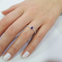 0.35 ct. Pırlanta Safir Yüzük - Thumbnail
