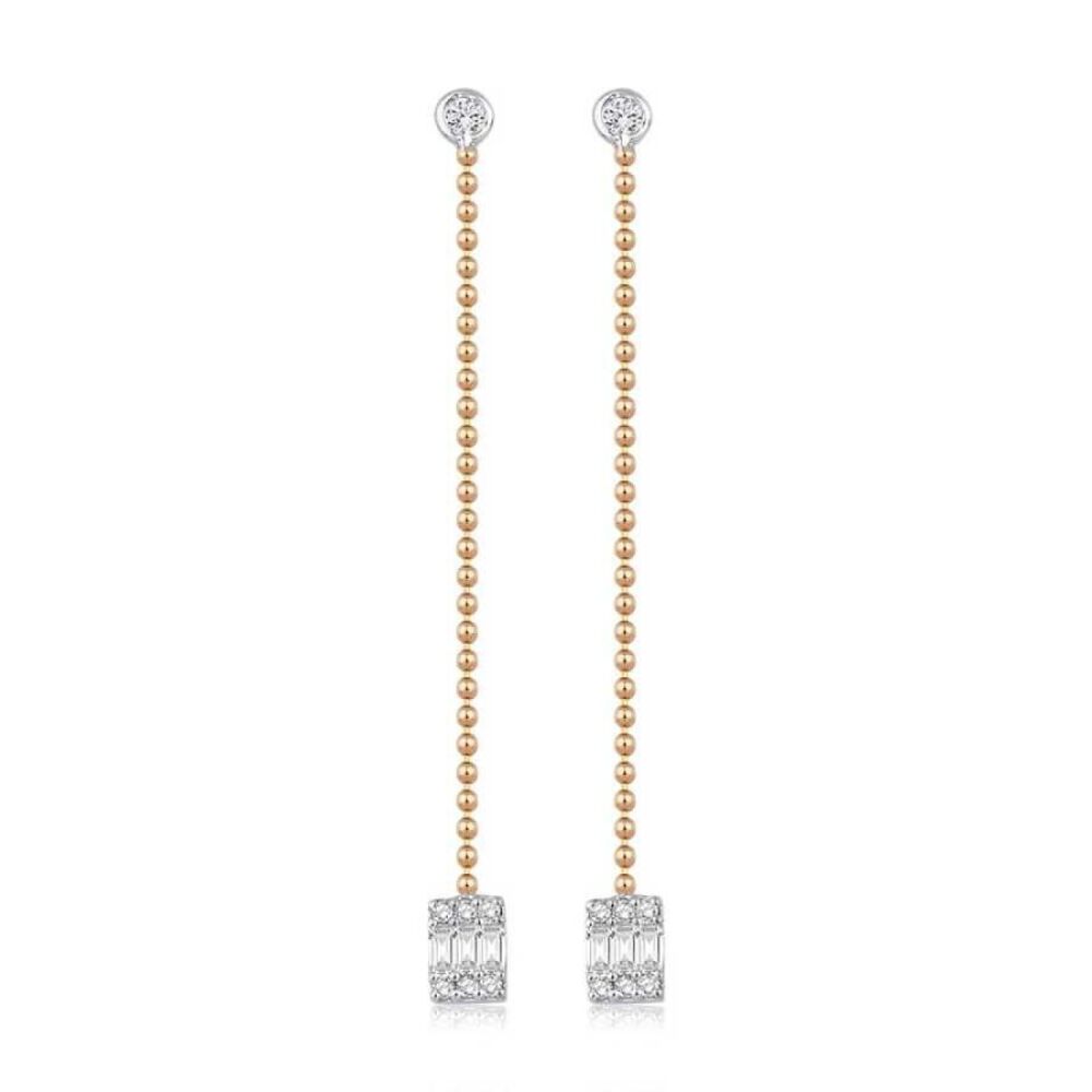 0.37 Karat Pırlanta Baget Trend Küpe