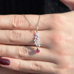 0.45 ct. Pırlanta Yakut Kolye - Thumbnail
