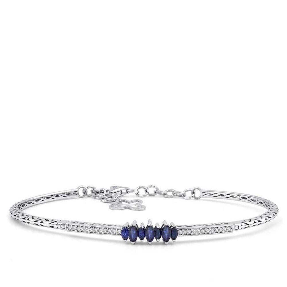 0.54 Karat Pırlanta Safir Kelepçe