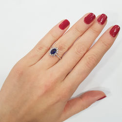 0.61 ct. Pırlanta Safir Yüzük - Thumbnail