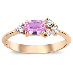 0.83 ct Pırlanta Pembe Safir Yüzük - Thumbnail