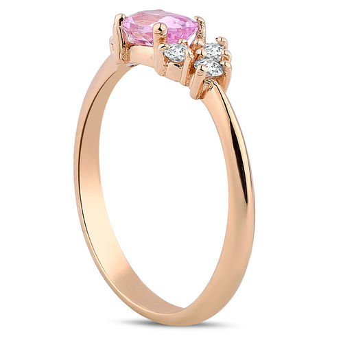 Pırlanta Merkezim - 0.83 ct Pırlanta Pembe Safir Yüzük (1)