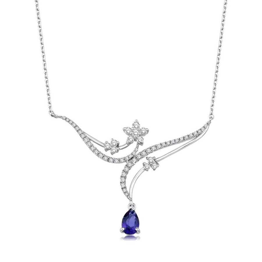 0.86 Karat Pırlanta Safir Kolye