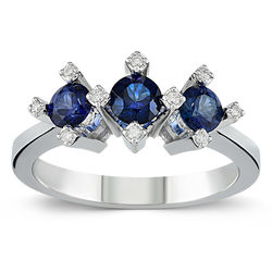 0.95 ct. Pırlanta Safir Tria Yüzük - Thumbnail