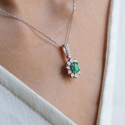 0.96 ct. Pırlanta Zümrüt Kolye - Thumbnail