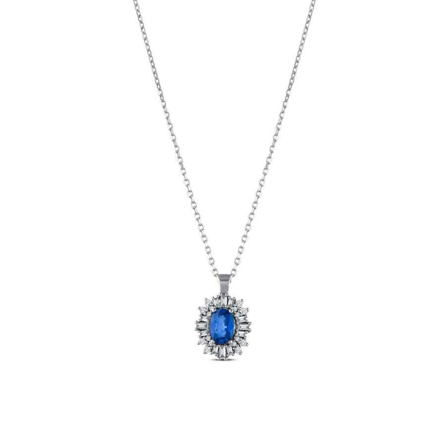 1.09 Karat Pırlanta Safir Kolye