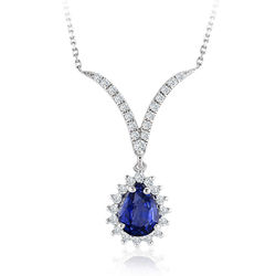 1.14 ct. Pırlanta Safir Kolye - Thumbnail