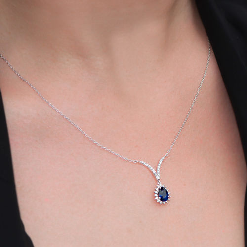 Pırlanta Merkezim - 1.14 ct. Pırlanta Safir Kolye (1)