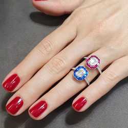 1.25 ct. Pırlanta Baget Yakut Yüzük - Thumbnail