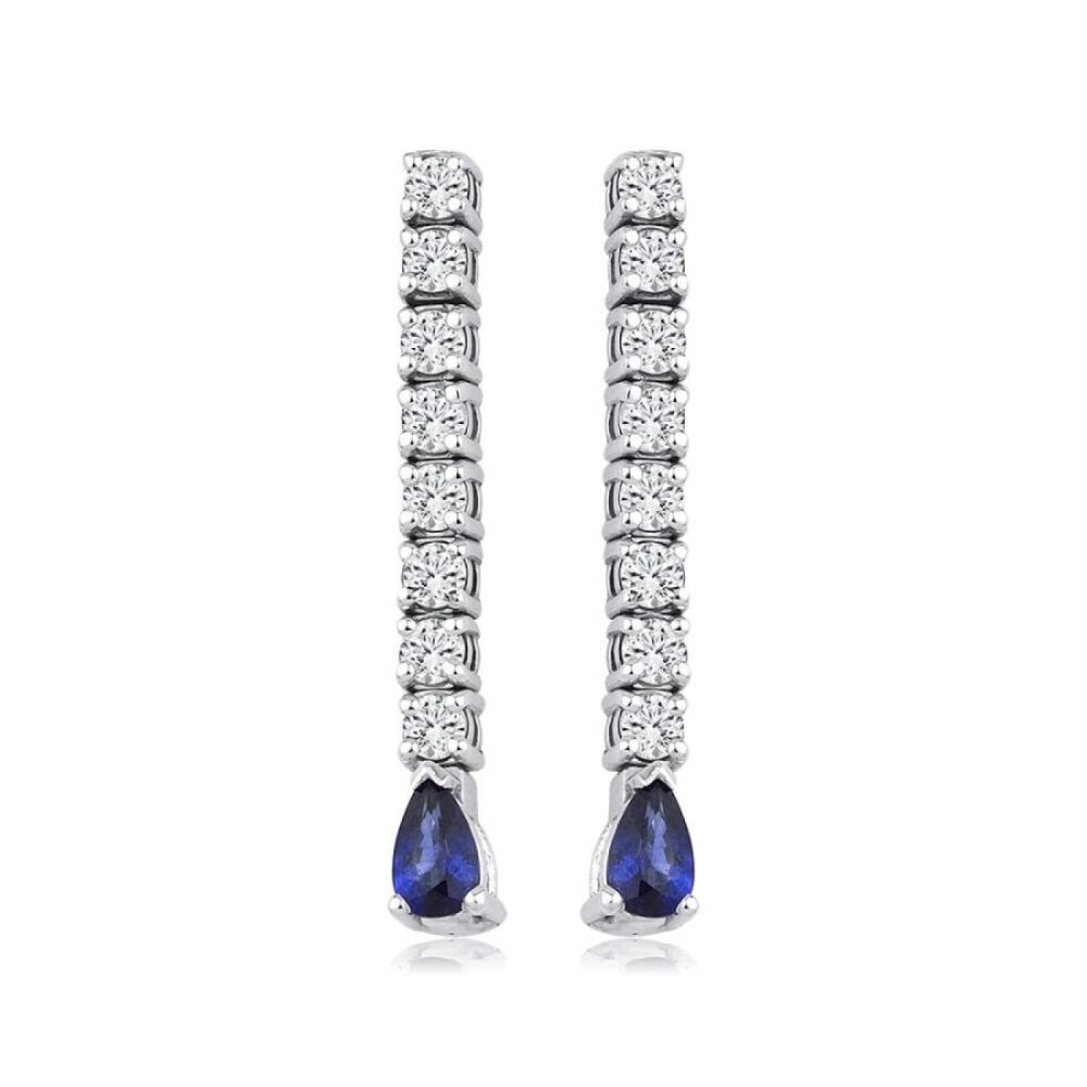 1.28 Karat Pırlanta Safir Küpe
