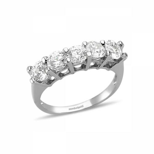 14 Ayar Altın 5 Taş Yüzük SWAROVSKİ Taşlı - SembolGold