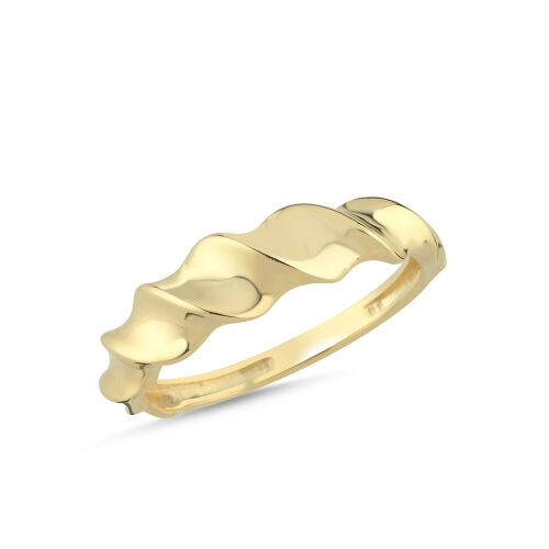 14 Ayar Altın Dalga Formlu Minimal Kadın Yüzük – Sade & Şık - SembolGold