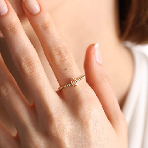 SembolGold - 14 Ayar Altın Doğum Taşı Yüzük Burç Yüzükler Oval Topaz (1)