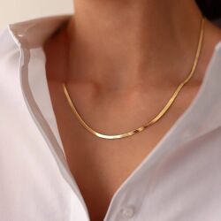 14 Ayar Altın Ezme Zincir 45 cm - 3 mm - SembolGold