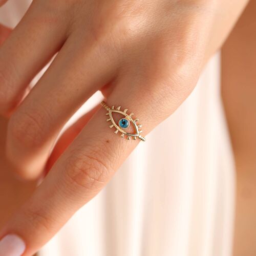 14 Ayar Altın Göz Yüzük Eyelash - SembolGold