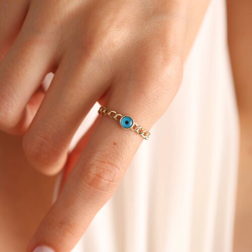 14 Ayar Altın Göz Yüzük Gurmet Chain - SembolGold