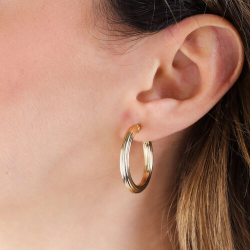 14 Ayar Altın Halka Küpe Siens Tasarım 2.5 cm - SembolGold