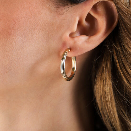 14 Ayar Altın Halka Küpe Siens Tasarım 3.0 cm - SembolGold