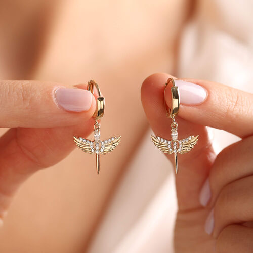 14 Ayar Altın Kalp Küpe Mikail Melek Form - SembolGold