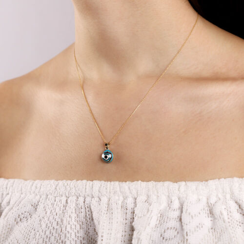 14 Ayar Nazarlık Altın Kolye Mine Bombeli - SembolGold