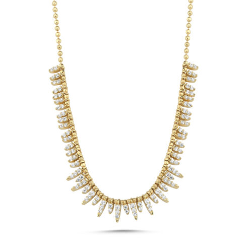 14 Ayar Altın Pullu Taşlı Şık Kadın Kolye - SembolGold