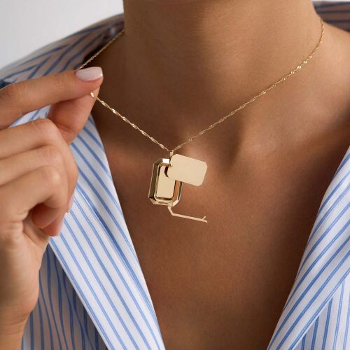 14 Ayar Altın Resimli Kolye Singapur Zincir 45 cm - SembolGold