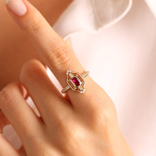 SembolGold - 14 Ayar Altın Ruby Yüzük Özel Tasarım Coral (1)