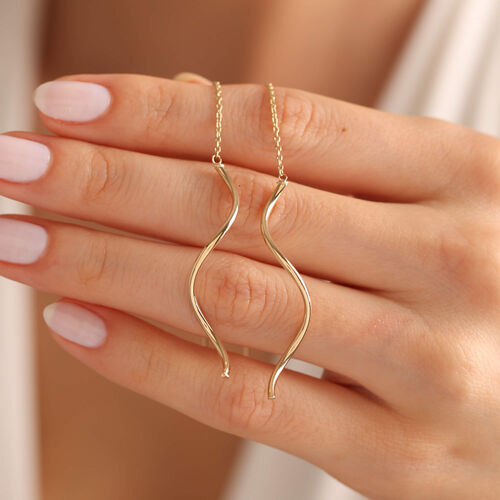 14 Ayar Altın Sallama Küpe Fold 6.0 cm - SembolGold