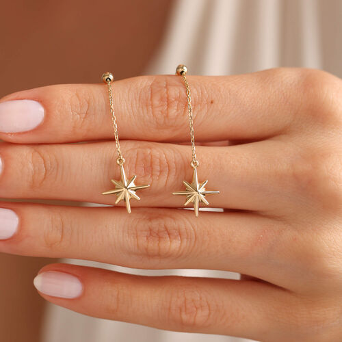 14 Ayar Altın Sallama Küpe Pusula - SembolGold