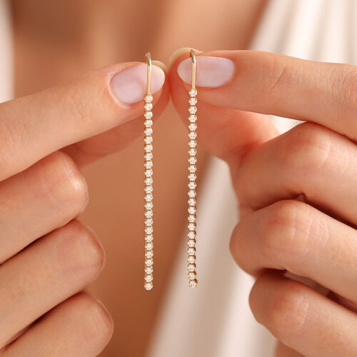 14 Ayar Altın Sallama Su Yolu Küpe 6.0 cm - SembolGold