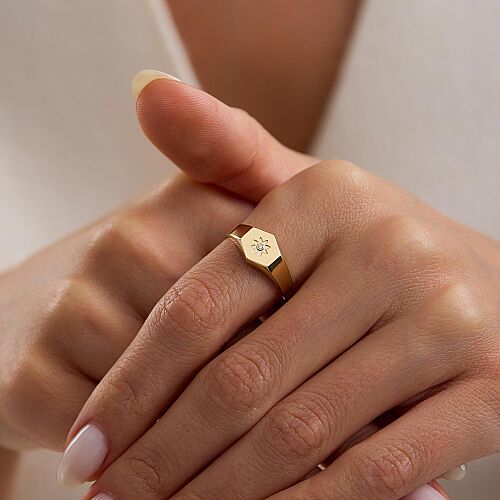 14 Ayar Altın Şövalye Yüzük Yıldız Detaylı 1,30 Gram - SembolGold