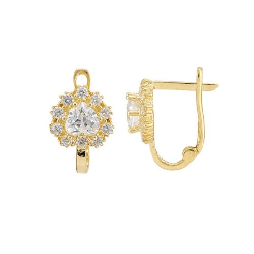 14 Ayar Altın Taşlı Kalp Çocuk Küpe - SembolGold