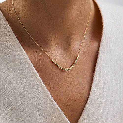 14 Ayar Altın Top Detaylı Zincir Kolye 42+3 cm 1,25 Gram - SembolGold