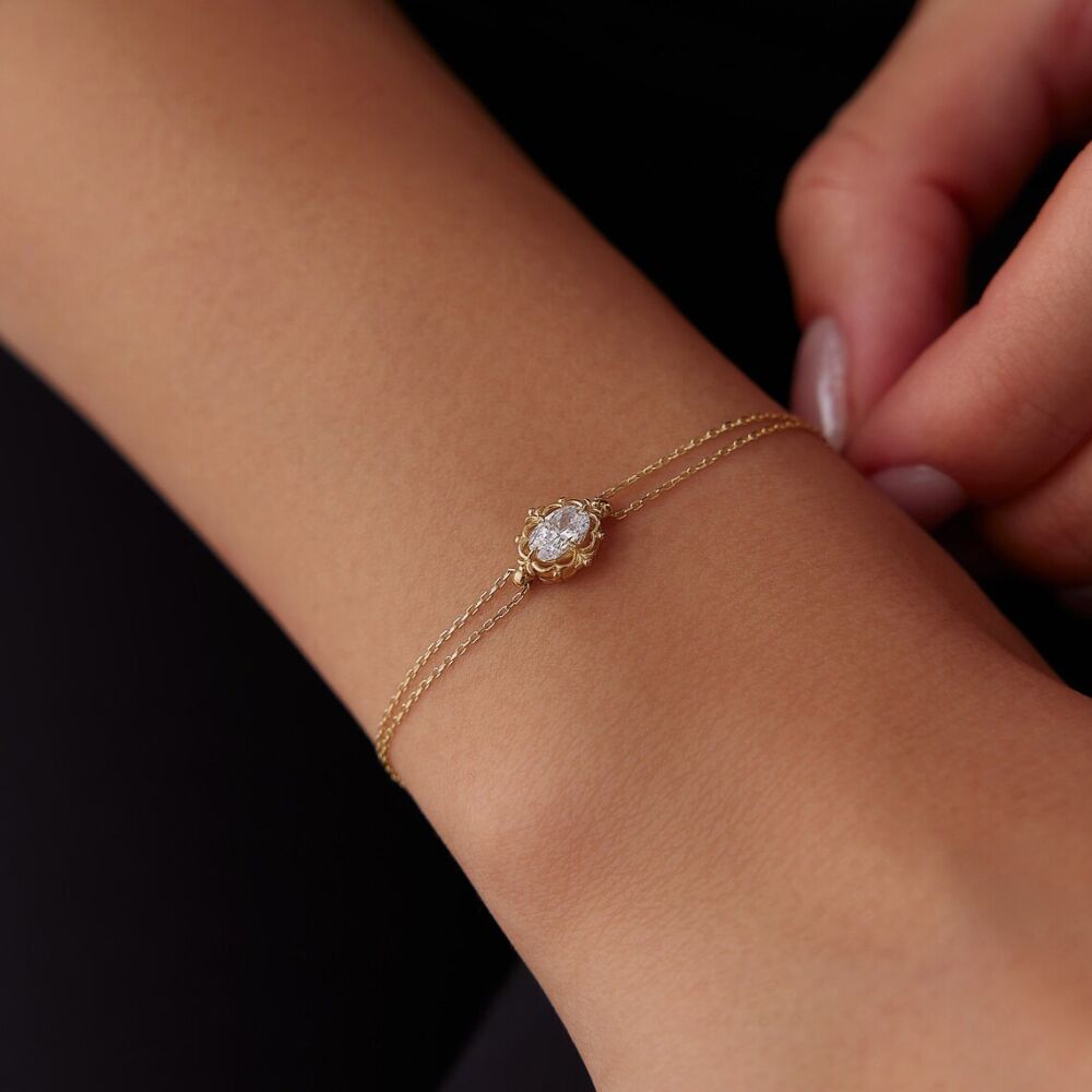14 Ayar Altın Vintage Bileklik 17+2 cm YENİ 