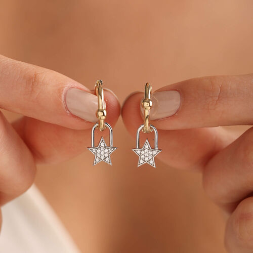 14 Ayar Altın Yıldız Halka Küpe - SembolGold