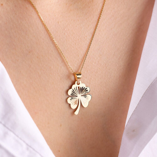SembolGold - 14 Ayar Altın Yonca Kolye 1.8 cm (1)