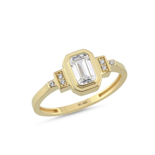 14 Ayar Baget Taşlı Altın Yüzük 1,85 Gr - SembolGold