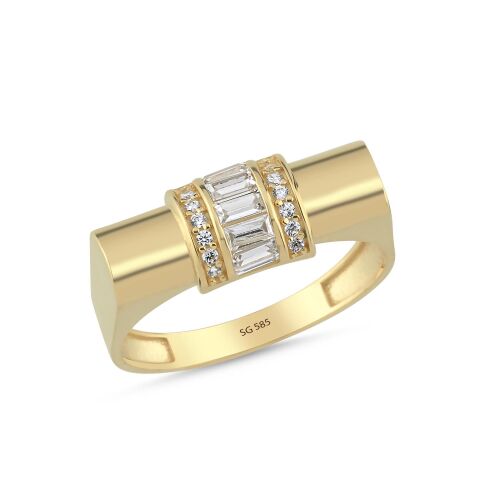 14 Ayar Baget Taşlı Altın Yüzük - SembolGold