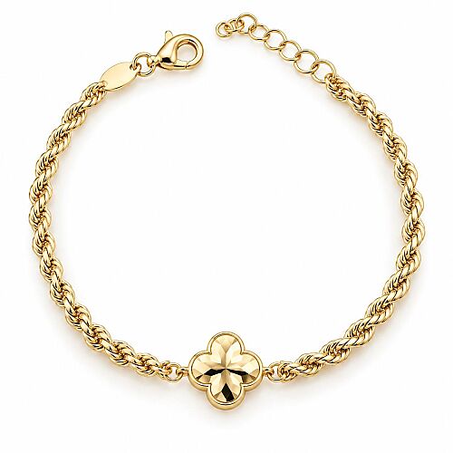 14 Ayar Burgu Yonca Altın Bileklik 17+2 cm - SembolGold
