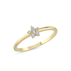 14 Ayar Çiçek Model Taşlı Altın Yüzük - SembolGold