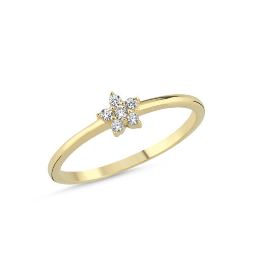 14 Ayar Çiçek Model Taşlı Altın Yüzük 1,46 Gr - SembolGold