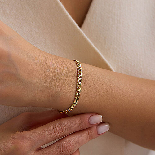 14 Ayar Cuban Gurmet Zincir Altın Bileklik 4 mm 1.45 Gram - SembolGold