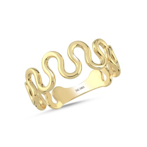 14 Ayar Dalgalı Model Altın Yüzük - SembolGold