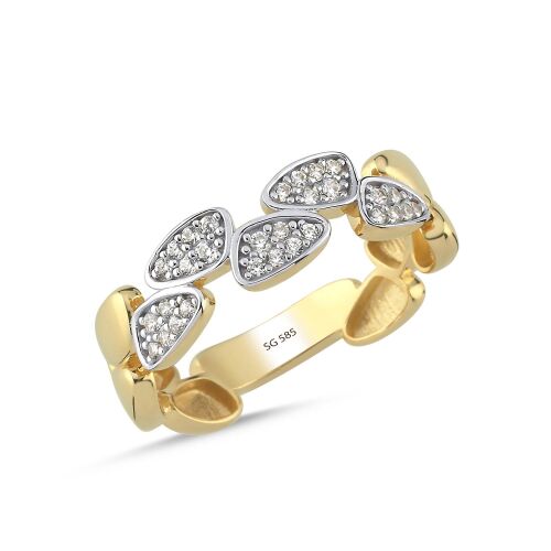 14 Ayar Damla Model Taşlı Altın Yüzük - SembolGold