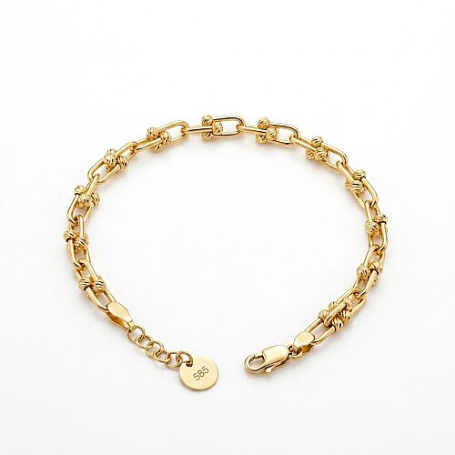 14 Ayar Dorikalı Ataç Altın Bileklik 5 mm 19+2 cm - SembolGold